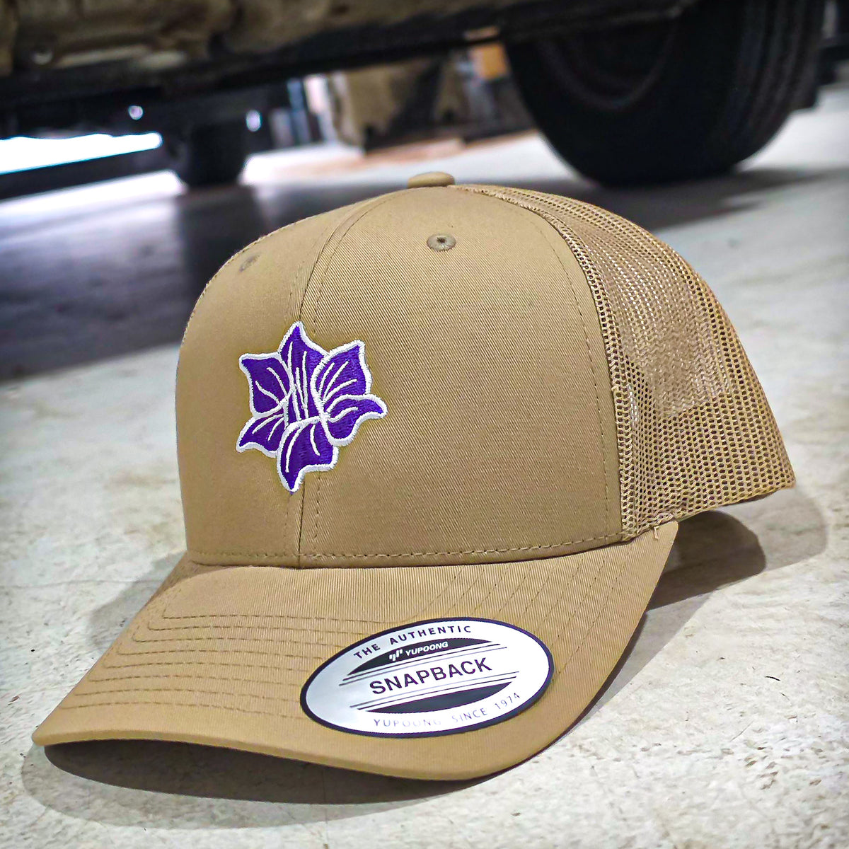 NS Flower Trucker Hat - Khaki